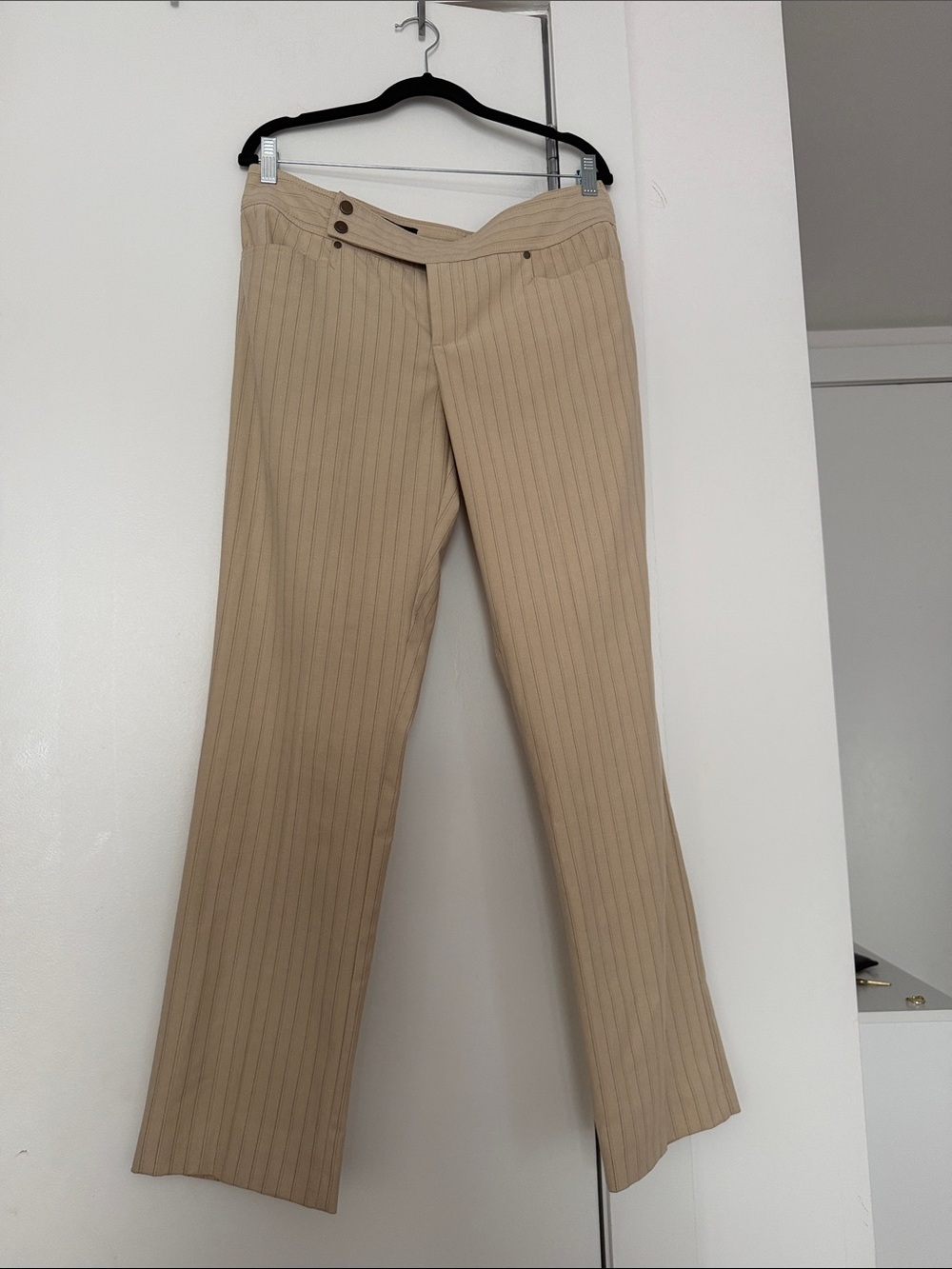 Zara Beige Pinstripe Low-Rise Chinos